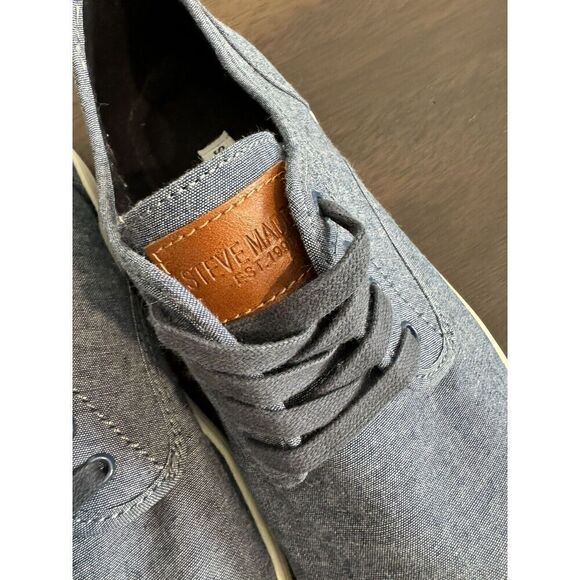 Steve Madden Fenta Blue Denim Lace Up Sneakers Shoes Men’s Size 10.5 Canvas - Picture 3 of 6